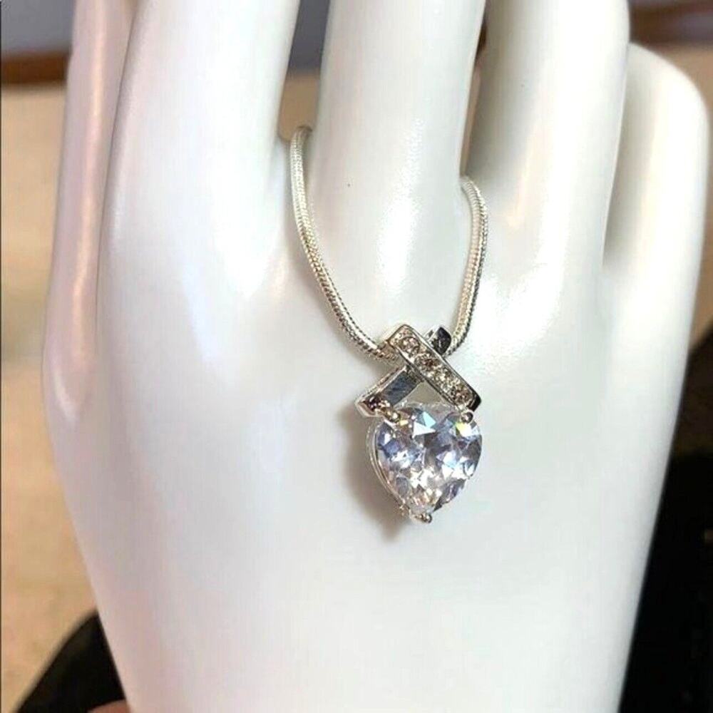 Swarovski Elements Infinity Heart Pendant on Silver Chain Necklace
